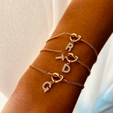 Personalized Crystal Heart Knot Initial Bracelet